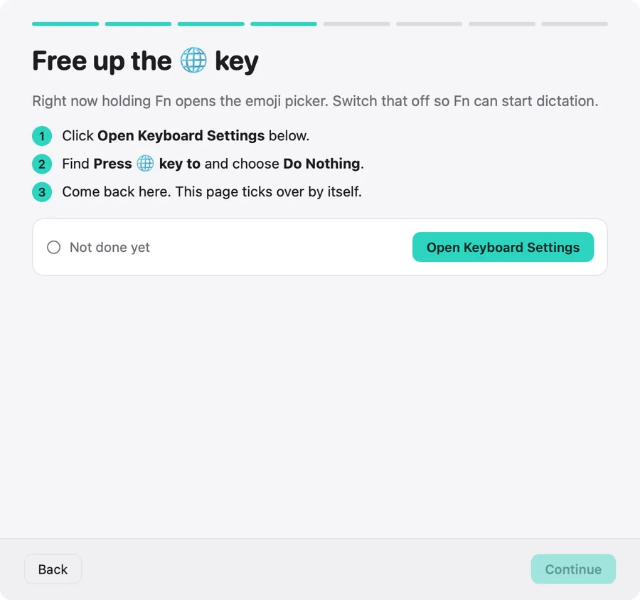 Speaketti setup: Free up the 🌐 key